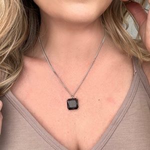 Melania Clara Square Crystal Pendant Necklace